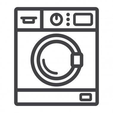 Washing machine line icon, household and appliance clipart