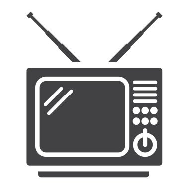 Vintage Tv katı simgesi, ev ve cihaz