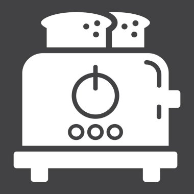 Ekmek kızartma makinesi katı simgesi, mutfak ve cihaz