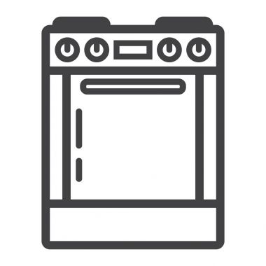 Gaz sobası satırı simgesi, mutfak ve cihaz