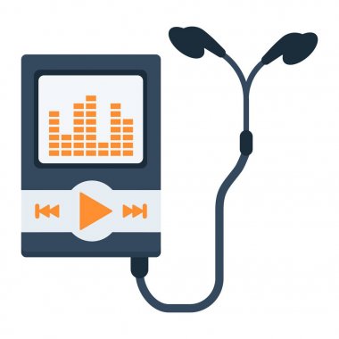 Müzik oyuncu düz simgesi, mp ve aygıt
