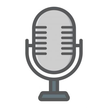 Mikrofon renkli satırı simgesi, stüdyo ses