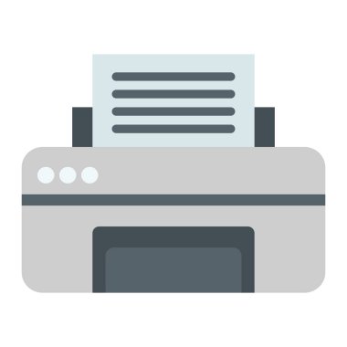 Vektör yazıcı düz simgesi, Faks ve ofis,