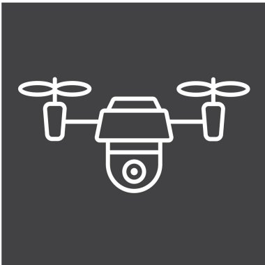 Drone satırı simgesi, sinek ve helikopter, vektör