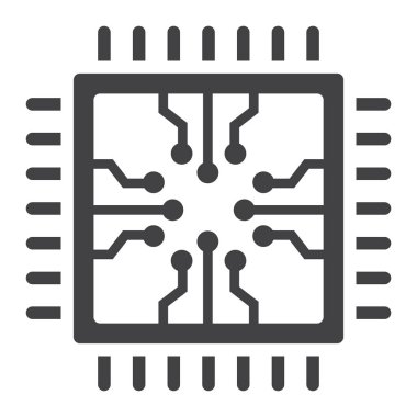 Katı simgesi, devre kartı ve cpu chip