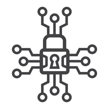 Siber Güvenlik satırı simgesi, asma kilit ve güvenlik