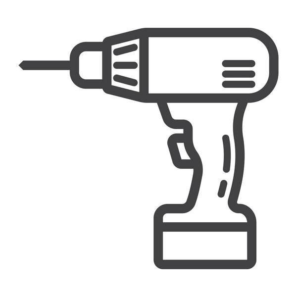 Electric Drill line icon, build and repair,