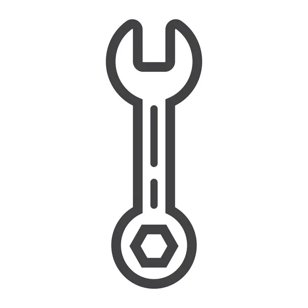 Icône de ligne de clé, construire et réparer, signe d'outil — Image vectorielle