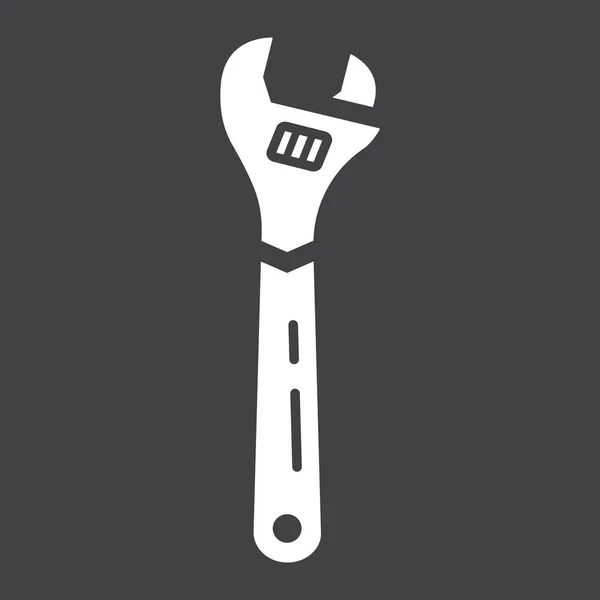 Clé réglable glyphe icône, construire et réparer — Image vectorielle