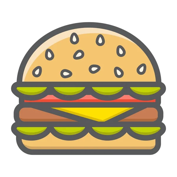 Hamburger riempito icona contorno, cibo e bevande — Vettoriale Stock