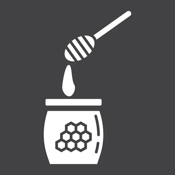 Honiglöffel Glyphen-Symbol, Essen und Trinken, Bienenstock — Stockvektor