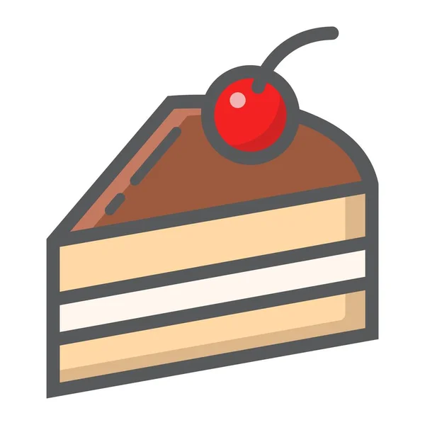 ケーキいっぱいアウトラインのアイコン、食べ物と飲み物 — ストックベクタ