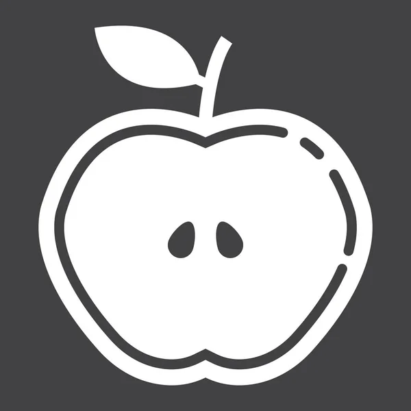 Apfelgeschnittenes Glyphen-Symbol, Essen und Trinken, halbes Zeichen — Stockvektor