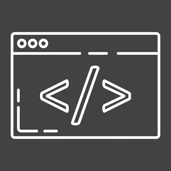 Custom coding line icon, seo and development — Stock Vector