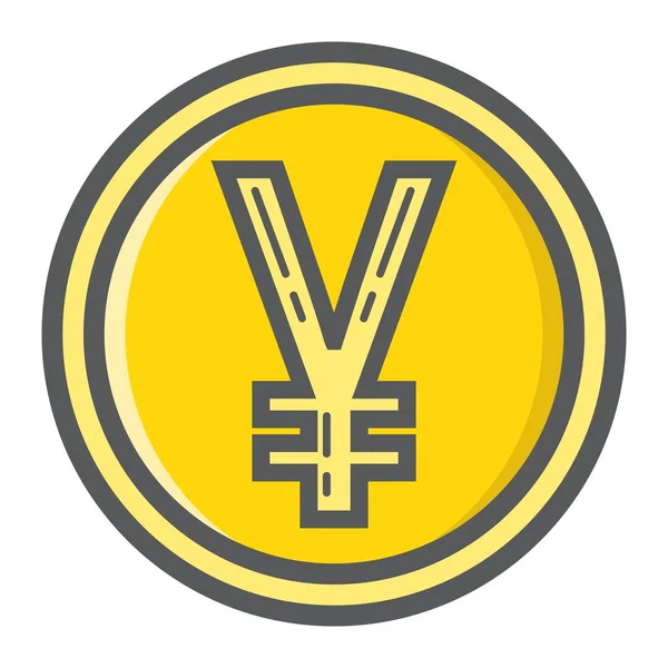 Yen moneda llena icono esquema, negocio y finanzas — Vector de stock