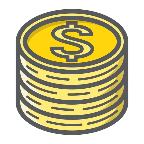 Monedas de dólar llenado icono del esquema, negocio — Vector de stock