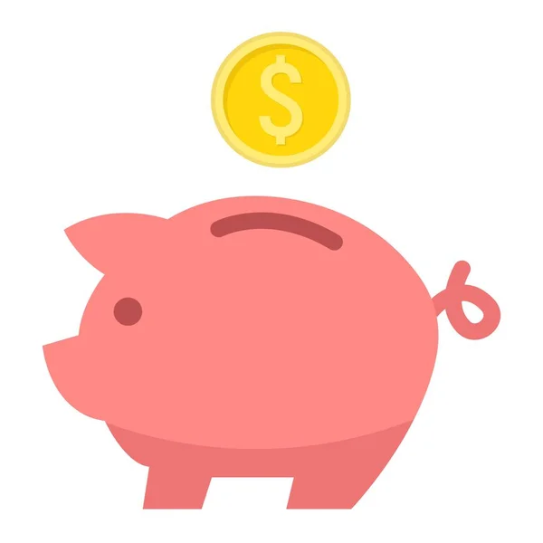 Piggy Bank icono plano, negocio y financiación0 . — Vector de stock