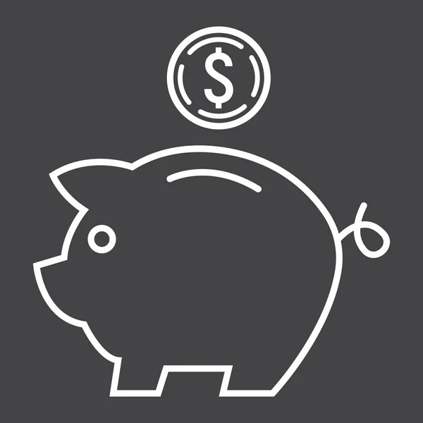 Piggy Bank icono de línea, negocios y finanzas — Archivo Imágenes Vectoriales