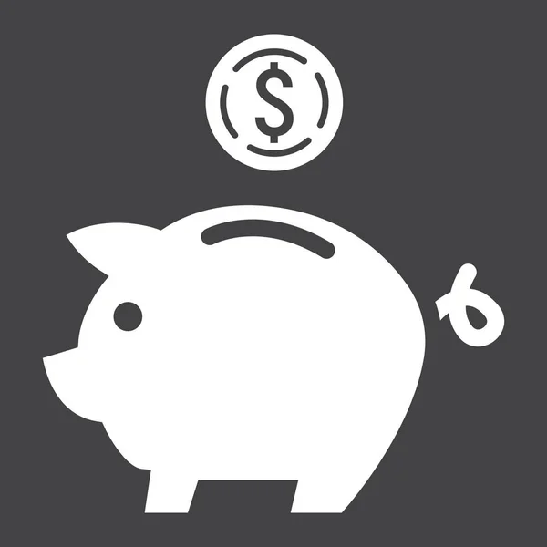 Piggy Bank icono de glifo, negocios y finanzas — Archivo Imágenes Vectoriales
