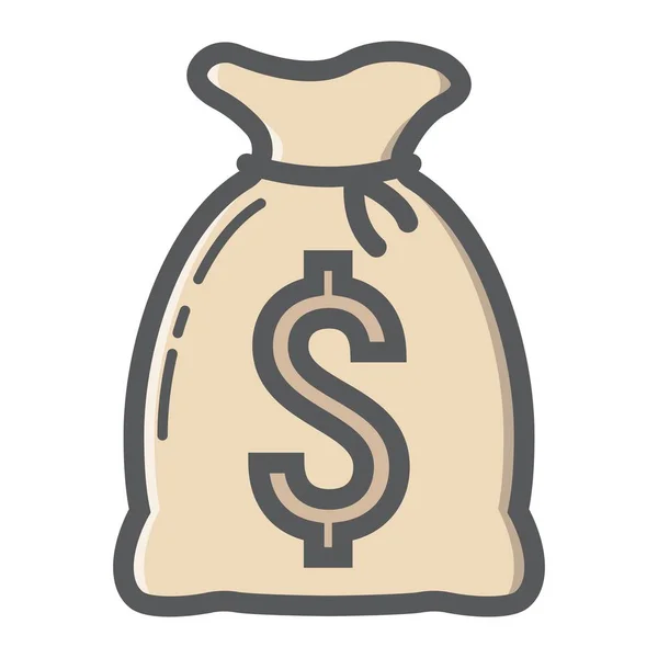 Money bag riempito icona contorno, finanza aziendale — Vettoriale Stock