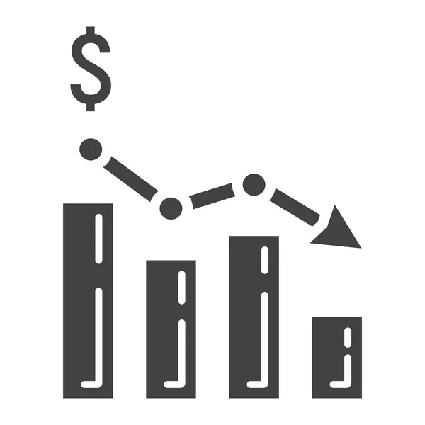 Dalende grafiek glyph pictogram, business en Financiën — Stockvector