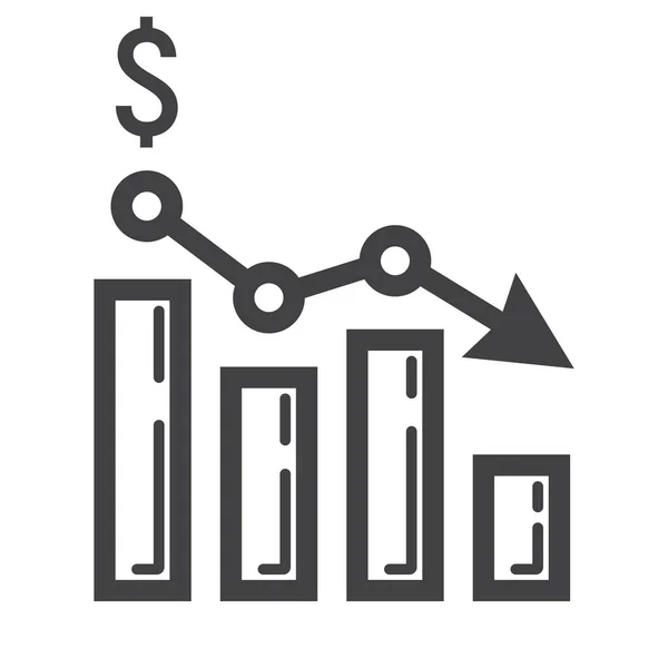Dalende grafiek lijn pictogram, business en Financiën — Stockvector