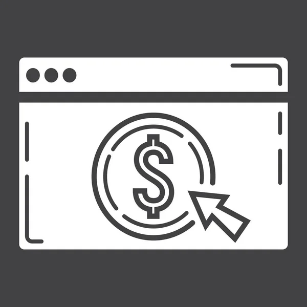 Bankowość internetowa ikona glifów, biznes i finanse — Wektor stockowy