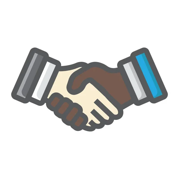 Biznes ikona kolorowy linia uścisk dłoni, umowy — Wektor stockowy