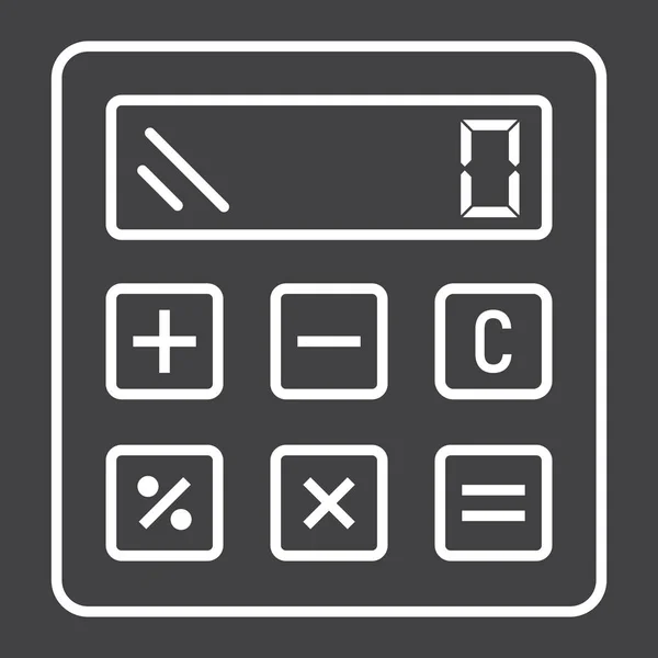 Calcular icono de línea, negocio y calculadora — Vector de stock