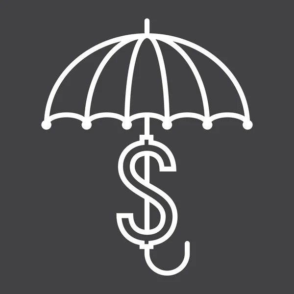 Business Insurance line icon, umbrella dollar sign — Stock Vector