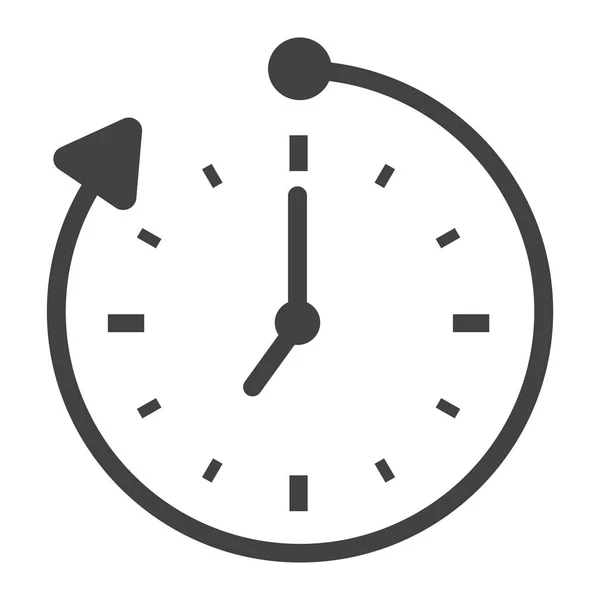 Icono sólido de horas extras, negocio y reloj — Vector de stock