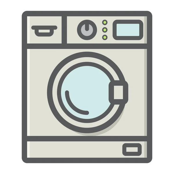 Wasmachine kleurrijke lijn pictogram, huishoudelijke — Stockvector