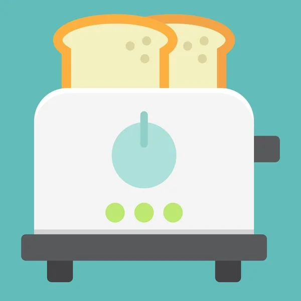 Ekmek kızartma makinesi düz simgesi, mutfak ve cihaz — Stok Vektör