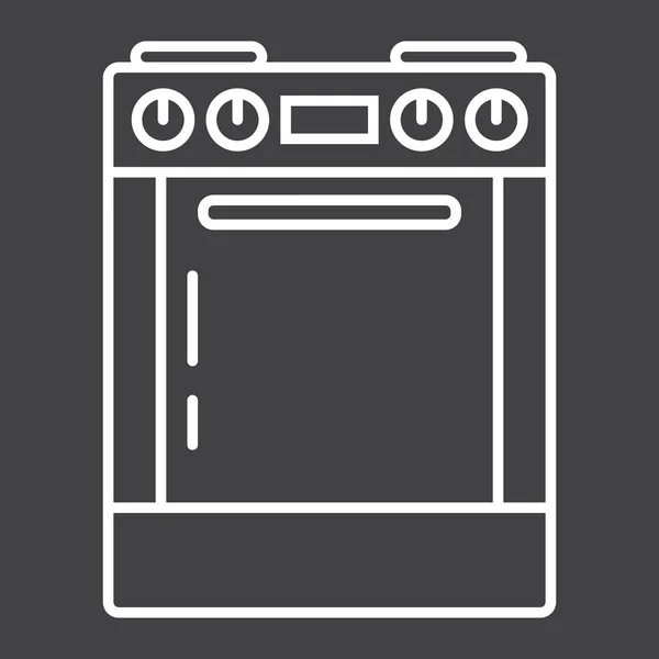 Ikona čáry plynový sporák, spojená kuchyň a spotřebiče — Stockový vektor