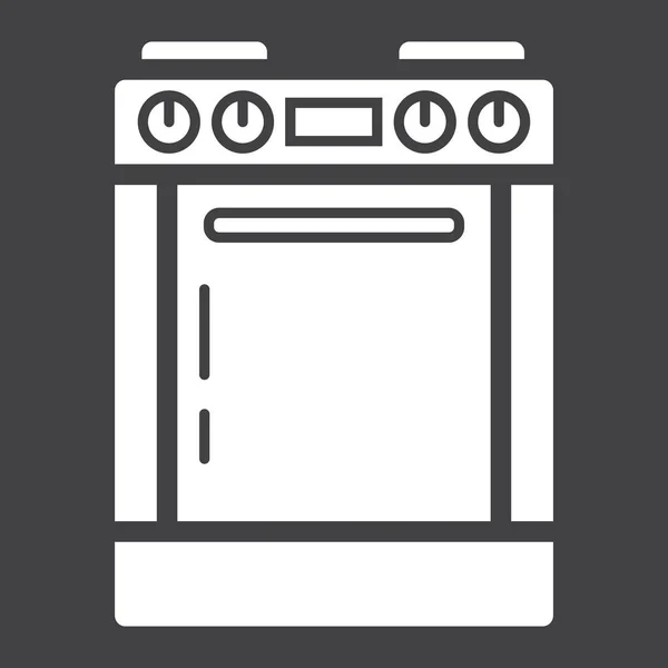 Gaskachel solide icoon-, keuken- en toestel — Stockvector