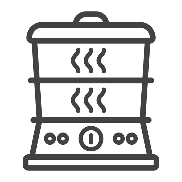Gıda Steamer satırı simgesi, mutfak ve cihaz — Stok Vektör