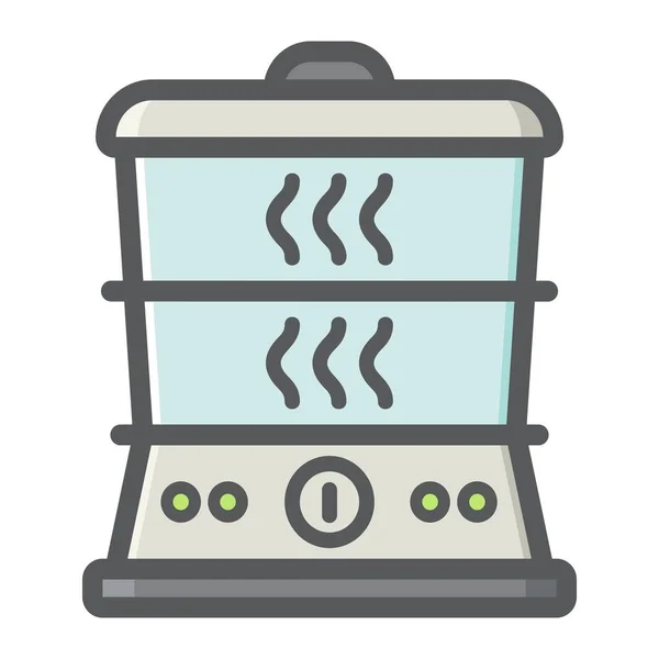 Gıda Steamer renkli satırı simgesi, mutfak aletleri — Stok Vektör
