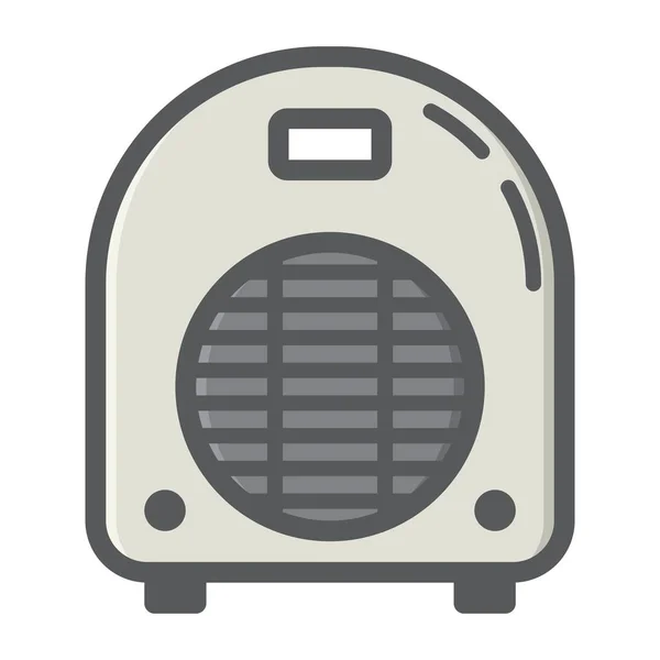 Chauffage électrique ventilateur ligne colorée icône, ménage — Image vectorielle