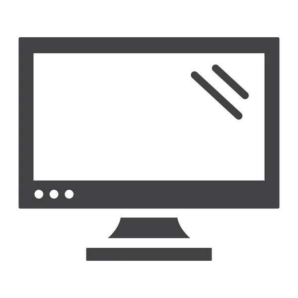 Monitor de computador ícone sólido, tela e dispositivo , — Vetor de Stock