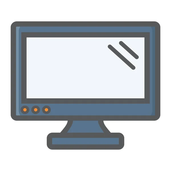 Computador monitor colorido ícone de linha, tela — Vetor de Stock