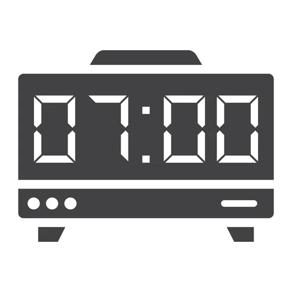 Digitální hodiny pevné ikony, elektronické a alarm — Stockový vektor