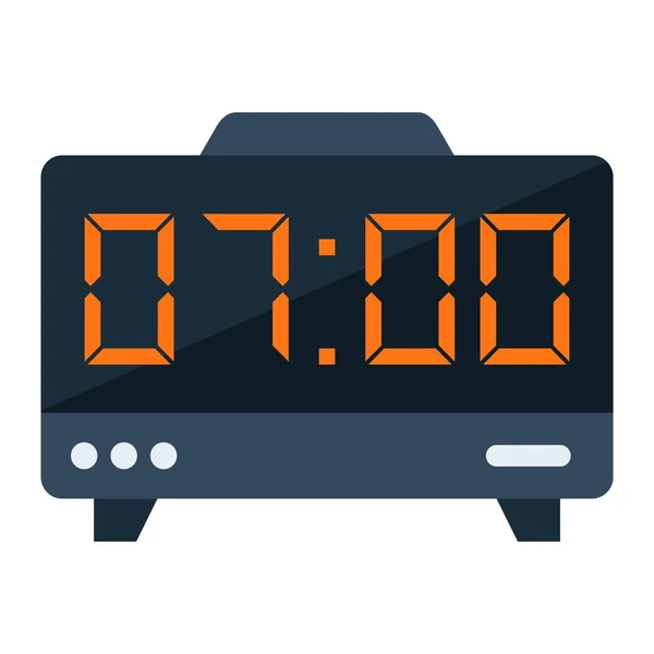 Reloj digital icono plano, electrónica y alarma — Vector de stock