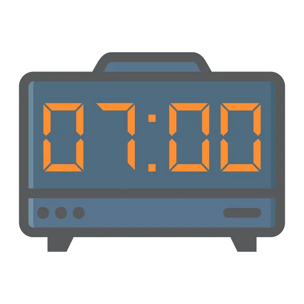 Reloj digital colorido icono de línea, alarma electrónica — Vector de stock