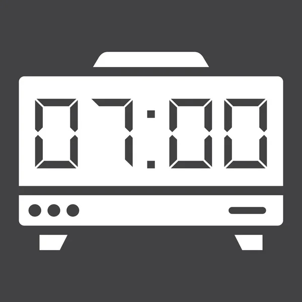 Цифровые часы твердая иконка, электронная и сигнализация — стоковый вектор