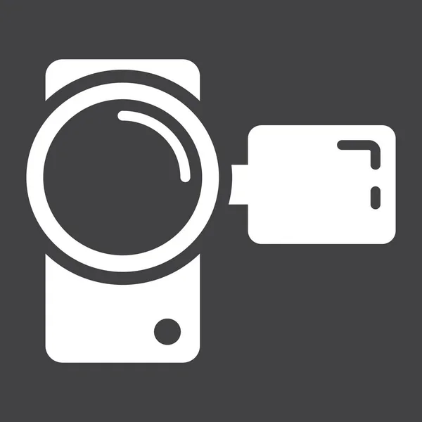 Ícone sólido da câmera de vídeo, dispositivo e eletrônico — Vetor de Stock