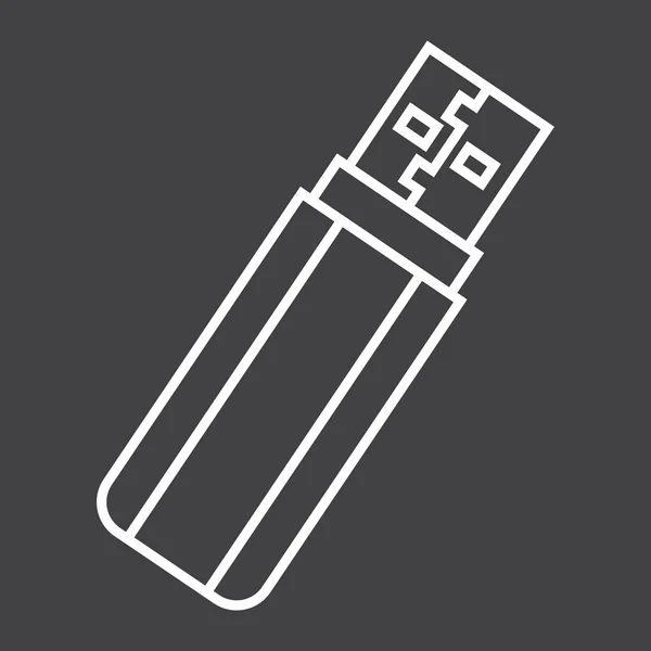 Ikona linii dysk flash USB, urządzeń i sprzętu — Wektor stockowy