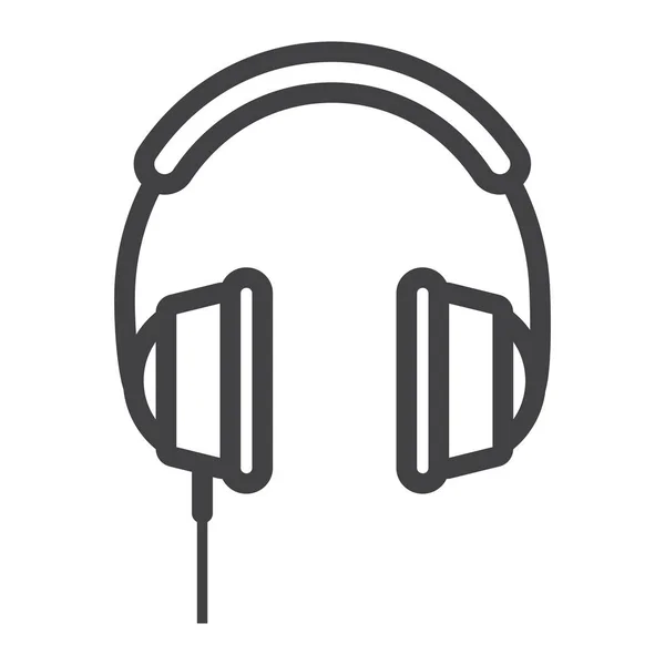 Icono de línea de auriculares, escuchar y música — Vector de stock
