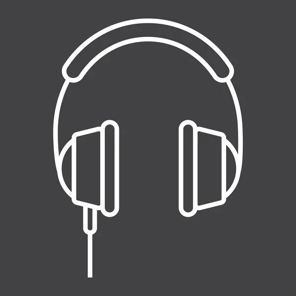 Icono de línea de auriculares, escuchar y música — Vector de stock