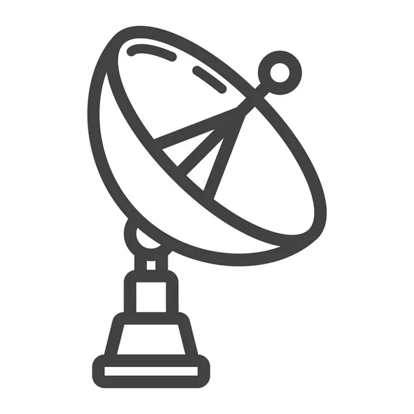 Satélite icono de la línea de plato, antena y radar — Archivo Imágenes Vectoriales