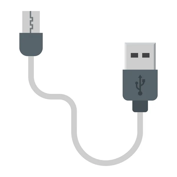 USB кабель плоский значок, разъем и зарядное устройство — стоковый вектор